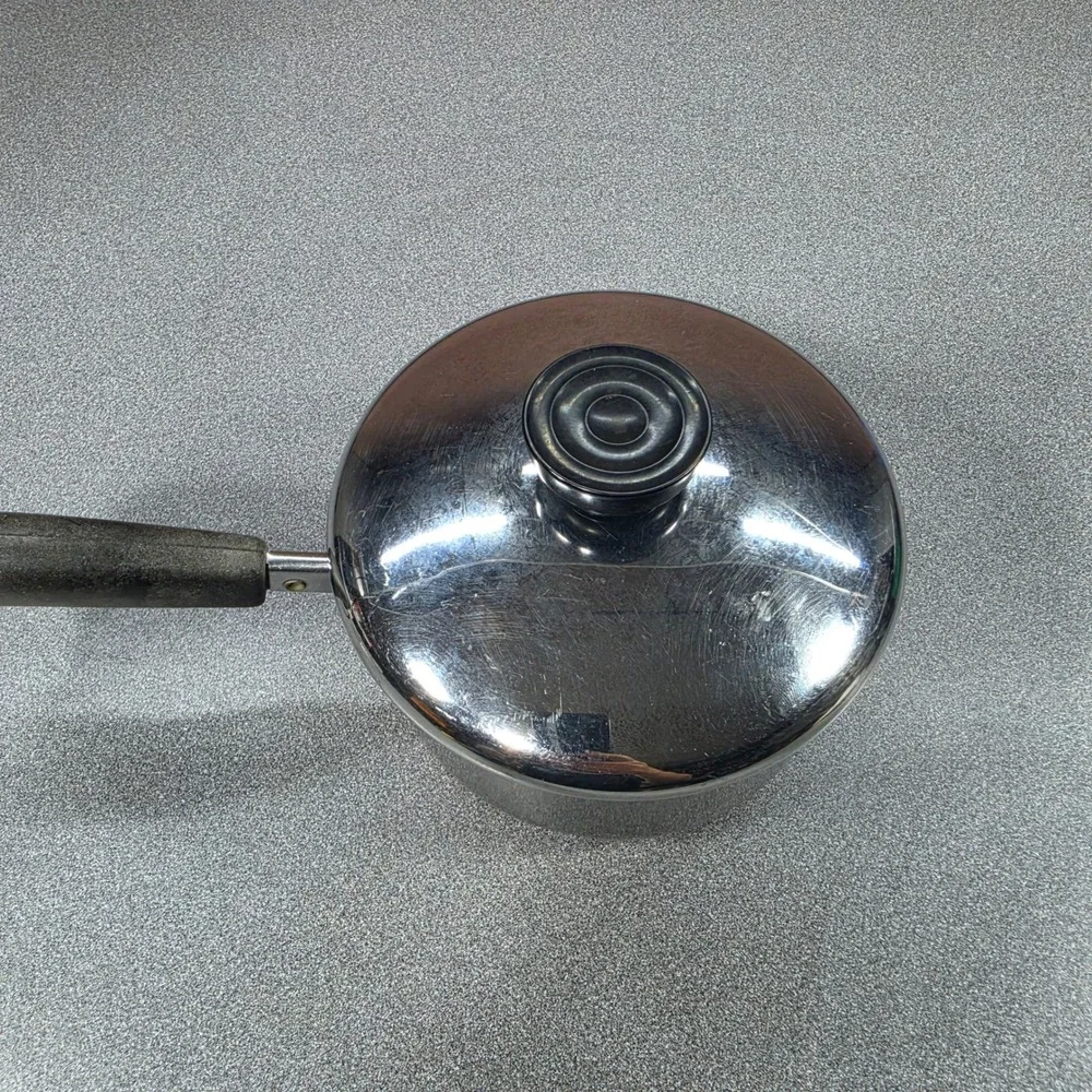 Revere Ware Saucepan 1 Qt Silver Good Copper Bottom 1801 Rome NY USA with Lid